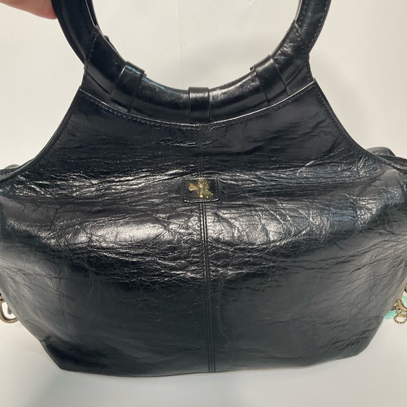 Babee D Black Python Leather Boho Handbag Large Lined Interior 3 Front Pockets - Picture 9 of 16